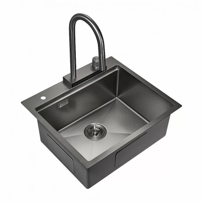 Мойка кухонная Milacio Denia 57 Steel MC.77409 вороненая сталь
