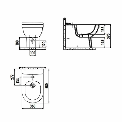 Биде напольное Creavit Vitroya VT500-00CB00E-0000