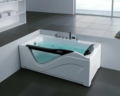 Ванна акриловая Gemy Glass Panel G9055 K 181x92 белая с гидромассажем