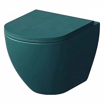 Унитаз подвесной Grossman Color GR-4455OLMS безободковый, с крышкой микролифт, зеленый матовый