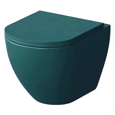 Унитаз подвесной Grossman Color GR-4455OLMS безободковый, с крышкой микролифт, зеленый матовый