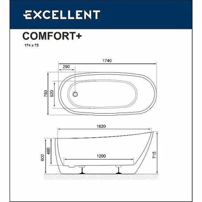 Ванна акриловая Excellent Comfort 2.0 WAEX.CMP2.17WH 175x74 белая