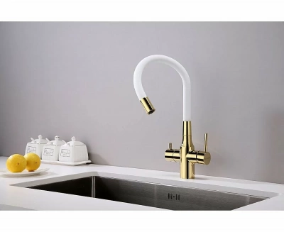 Смеситель для кухни Paulmark Salix Sa213419-Gw золото/белый