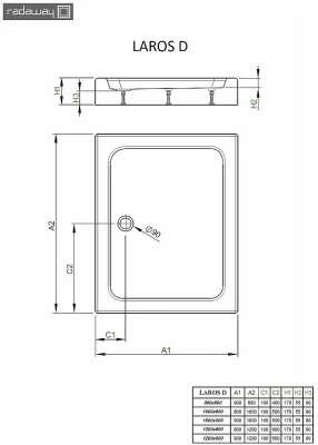 Душевой поддон Radaway Laros D SLD81217-01 120х80 белый