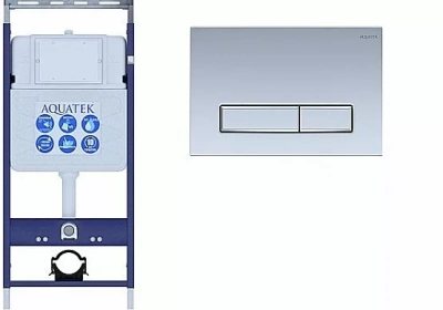 Инсталляция для унитаза Aquatek Easy Fix INS-0000010 с кнопкой KDI-0000027 никель