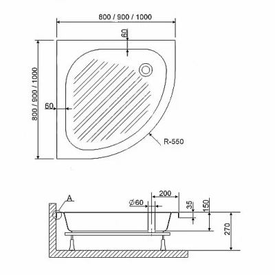 Душевой поддон RGW Acryl BP/CL-S 16180488-51 80х80 белый
