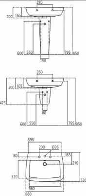 Раковина на полупьедестале Ideal Standard Ventuno T015501