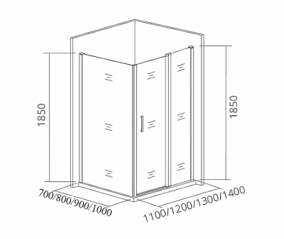 Душевой уголок Good Door Latte WTW+SP+SP 140х100 стекло матовое/профиль анодированный алюминий