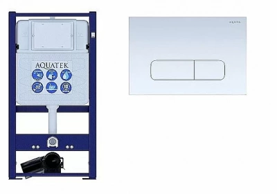 Инсталляция для унитаза Aquatek INS-0000016 с кнопкой KDI-0000013 белая