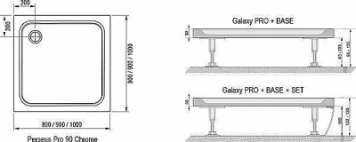Душевой поддон Ravak Galaxy Pro Chrome Perseus 100х100