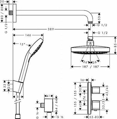 Душевая система Hansgrohe Croma Select E/Ecostat 27294000 хром