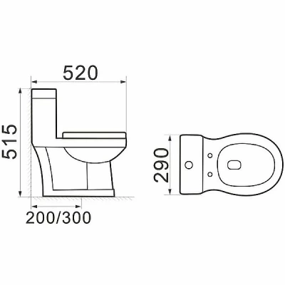 Унитаз-моноблок SantiLine SL-5015W белый без декора, безободковый, с крышкой микролифт