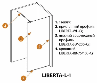 Душевое ограждение Cezares LIBERTA-L-1-125-C-Cr стекло прозрачное/профиль хром