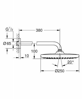 Верхний душ Grohe Tempesta 250 26668000 хром