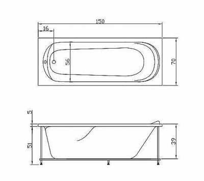 Гидромассажная ванна Aquatika Юниор Basic 150x70