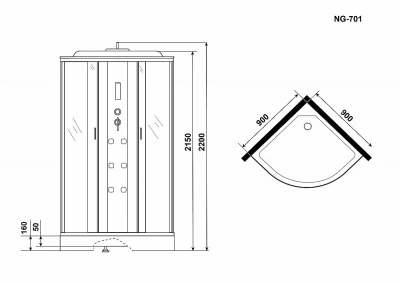 Душевая кабина Niagara Ultra NG-701-01 90x90