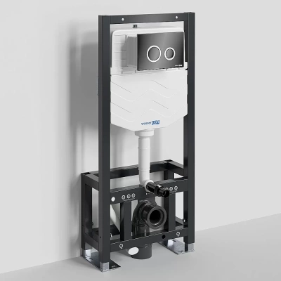 Инсталляция для унитаза WasserKraft Dill 61TLT.010.ME.PB01 с черной глянцевой кнопкой