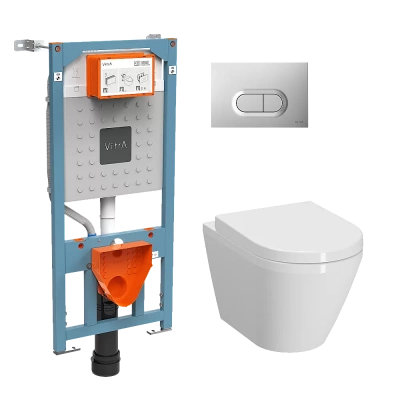 Унитаз подвесной безободковый Vitra Integra Round L-box c инсталляцией