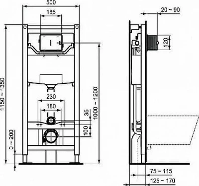 Унитаз подвесной с инсталляцией Ideal Standard Prosys Connect Air R031001 белый/кнопка хром, с крышкой микролифт