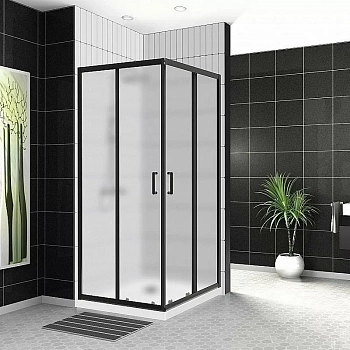 Душевой уголок BelBagno UNO-195-A-2-90-P-NERO 90х90 стекло текстурное/профиль хром