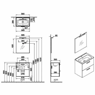 Тумба с раковиной Vitra MIA 75103 60 Кордоба