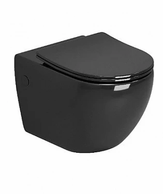 Унитаз подвесной Grossman Color GR-4411BS безободковый, с крышкой микролифт, черный глянцевый