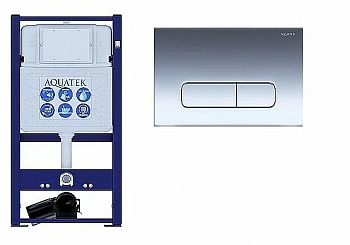 Инсталляция для унитаза Aquatek INS-0000016 с кнопкой KDI-0000016 хром глянцевый