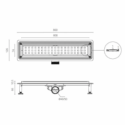 Душевой лоток Ctesi Square 80 BK4024150