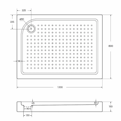 Душевой поддон BelBagno TRAY-BB-AH-120/80-15-W белый
