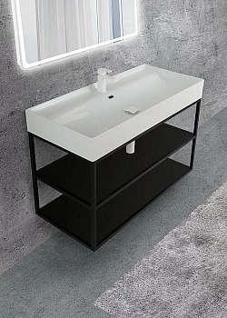 Консоль с раковиной Cezares Cadro 100 с 2 полками черная