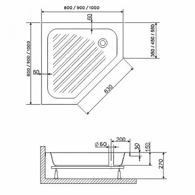 Душевой поддон RGW Acryl BT/CL-S 16180500-51 100х100 белый