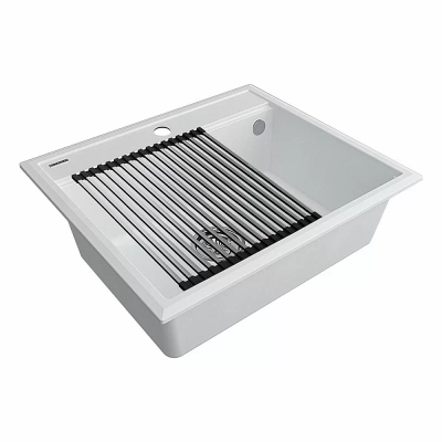Кухонная мойка Paulmark STEPIA 60 + ролл-мат STEP PM115951-WH+R375-BS белый