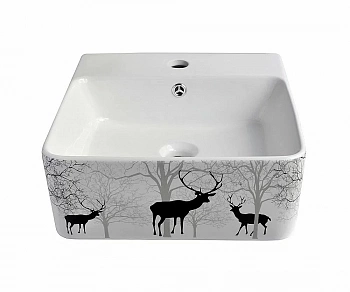 Раковина Bronze De Luxe Black Deer 42 1060BD белая, с декором