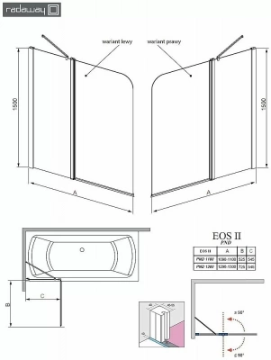 Шторка для ванны Radaway EOS II PND 130