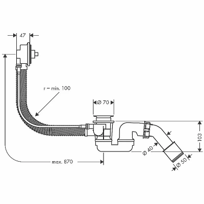 Слив-перелив для ванны Hansgrohe Flexaplus 58141180