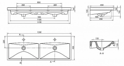 Тумба с раковиной BelBagno MARINO-CER 2C SO 120 Bordo Lucido