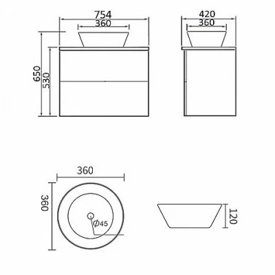 Тумба с раковиной Orange Otto Ot-75TuMDF+B08-360W 75 белая