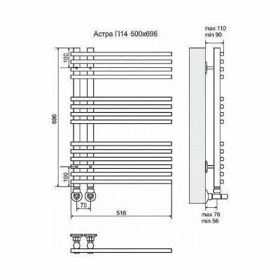 Полотенцесушитель водяной Terminus Астра П14 500x696
