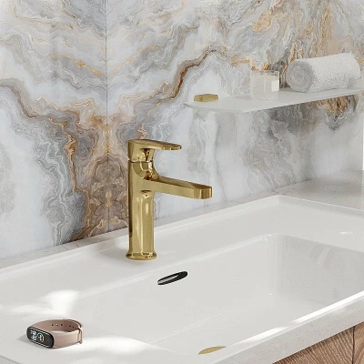 Смеситель для раковины WasserKRAFT Necka r2103 золото