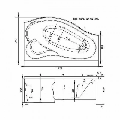 Акриловая ванна Aquanet Palma 170х90 с к/с