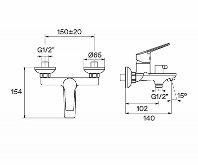 Смеситель для ванны Santek Венга WH5A10003C001 хром