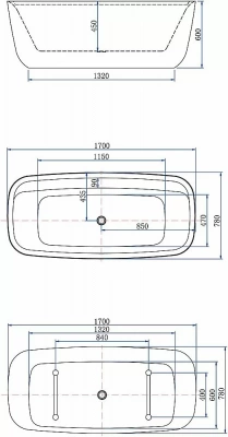 Акриловая ванна Aquanet Family Fine 260051 170x78 Matt Finish