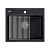 Кухонная мойка Paulmark STEPIA 60 + ролл-мат STEP PM115951-BLM+R375-BS черный металлик