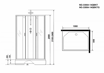 Душевая кабина Niagara Classic 330844QBKT 100x80 стекло матовое/профиль серебро