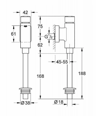 Сливной механизм для писсуара Grohe Rondo 37342000