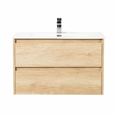 Тумба с раковиной BelBagno KRAFT 80 Rovere Nebrasca Nature/раковина стеклянная матовая