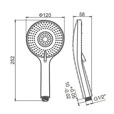 Душевая лейка Caprigo Parts 98-501-NER черная матовая