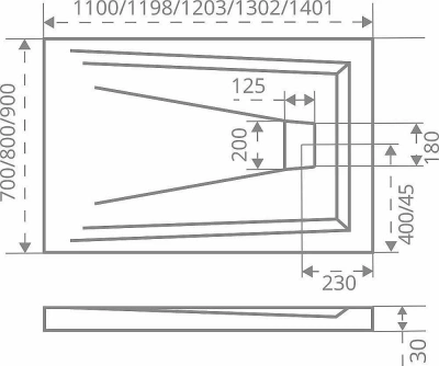 Поддон литьевой Good Door Essentia 70x140 Белый