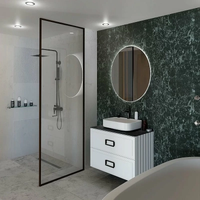 Тумба с раковиной LA FENICE Cubo Bianco TWIN 90 белая, столешница черная/ручки черные
