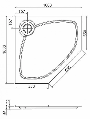 Душевой поддон Cezares TRAY-S-P-100-56-W 100х100 белый